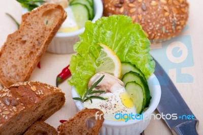 Fresh Garlic Cheese Dip Salad Stock Photo