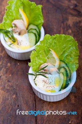 Fresh Garlic Cheese Dip Salad Stock Photo