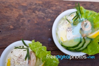 Fresh Garlic Cheese Dip Salad Stock Photo