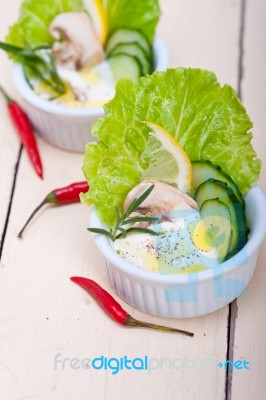 Fresh Garlic Cheese Dip Salad Stock Photo