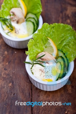 Fresh Garlic Cheese Dip Salad Stock Photo