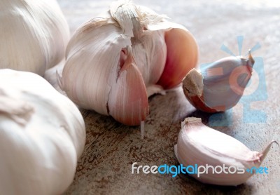 Fresh Garlic. Healthy Eating Stock Photo