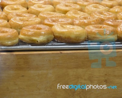 Fresh Glazed Donuts Stock Photo