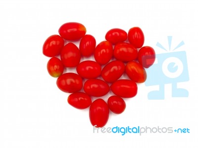 Fresh Grape Or Cherry Tomato On White Background Stock Photo