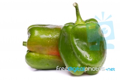 Fresh Green Bell Pepper Stock Photo