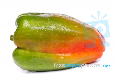 Fresh Green Bell Pepper Stock Photo