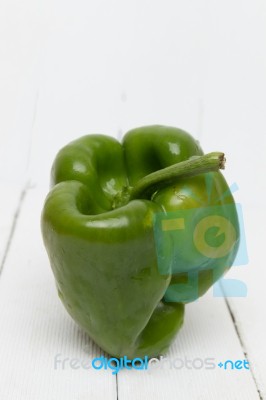 Fresh Green Bell Pepper Stock Photo