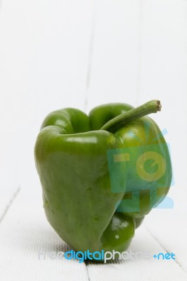 Fresh Green Bell Pepper Stock Photo