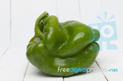 Fresh Green Bell Pepper Stock Photo