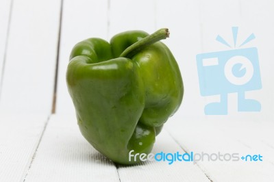 Fresh Green Bell Pepper Stock Photo