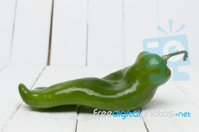 Fresh Green Cayenne Pepper Stock Photo