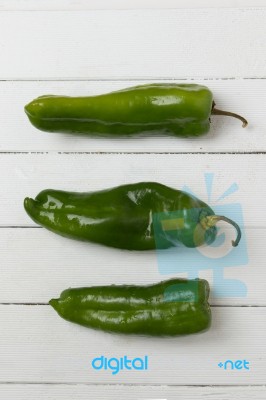 Fresh Green Cayenne Peppers Stock Photo