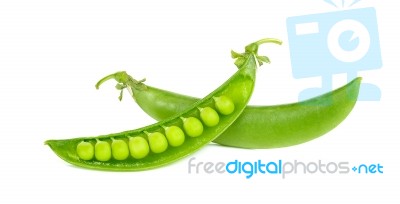 Fresh Green Peas  Isolated On The White Stock Photo