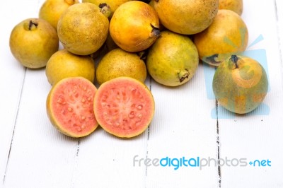 Fresh Guava Fruits On A White Background Stock Photo