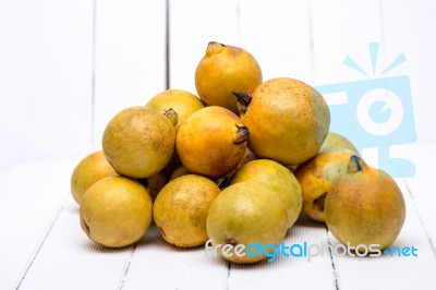 Fresh Guava Fruits On A White Background Stock Photo