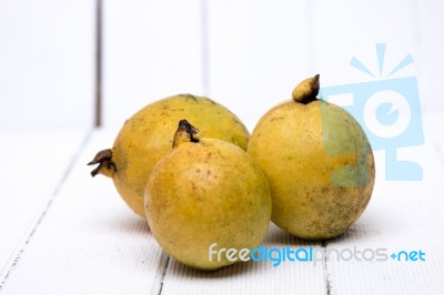 Fresh Guava Fruits On A White Background Stock Photo