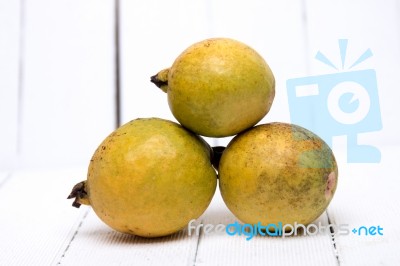 Fresh Guava Fruits On A White Background Stock Photo