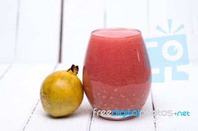 Fresh Guava Juice On A White Background Stock Photo