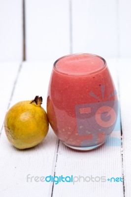 Fresh Guava Juice On A White Background Stock Photo