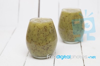 Fresh Homemade Juice Of Kiwi Stock Photo