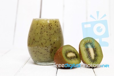 Fresh Homemade Juice Of Kiwi Stock Photo