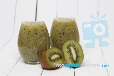 Fresh Homemade Juice Of Kiwi Stock Photo