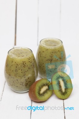 Fresh Homemade Juice Of Kiwi Stock Photo