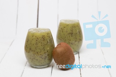 Fresh Homemade Juice Of Kiwi Stock Photo