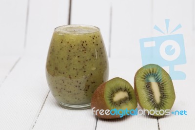 Fresh Homemade Juice Of Kiwi Stock Photo