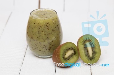 Fresh Homemade Juice Of Kiwi Stock Photo