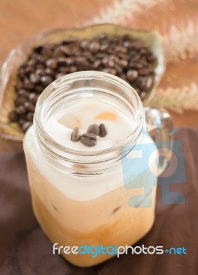 Fresh Iced Coffee With Milk Stock Photo