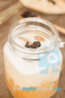 Fresh Iced Coffee With Milk Stock Photo