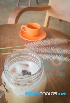 Fresh Iced Coffee With Milk Stock Photo