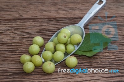 Fresh Indian Gooseberry On Wooden Background Stock Photo