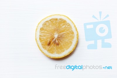 Fresh Lemon Slice  On  White Stock Photo