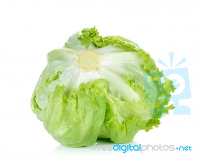 Fresh Lettuce Isolated On The White Background Stock Photo