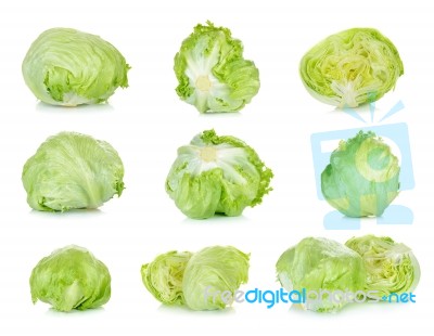 Fresh Lettuce Isolated On The White Background Stock Photo