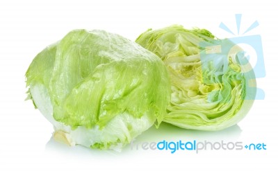 Fresh Lettuce Isolated On The White Background Stock Photo