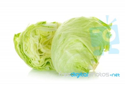 Fresh Lettuce Isolated On The White Background Stock Photo