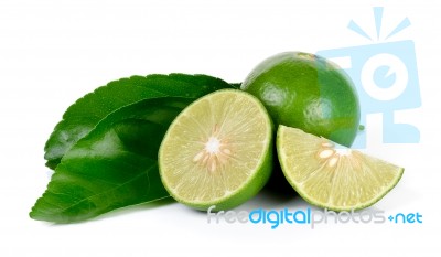 Fresh Lime Isolated On The White Background Stock Photo