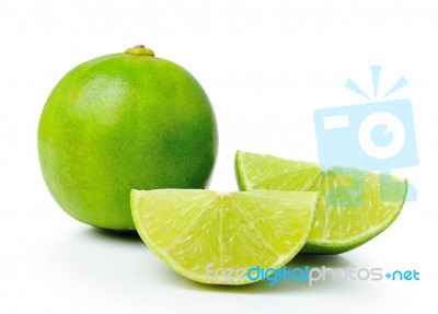 Fresh Lime Isolated On White Stock Photo