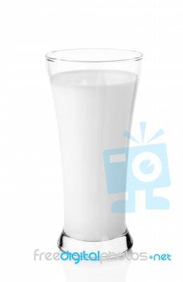 Fresh Milk In The Glass On White Background Stock Photo