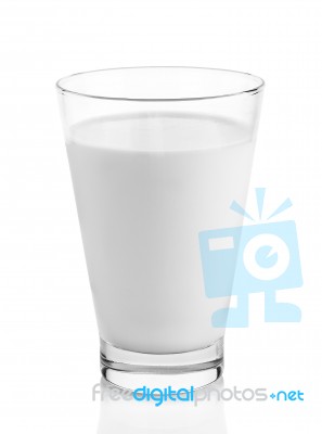 Fresh Milk In The Glass On White Background Stock Photo