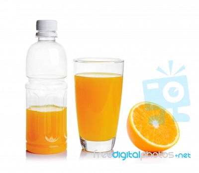 Fresh Orange And Glass With Juice Stock Photo