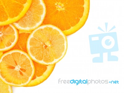 Fresh Orange And Lemon Slice On White Background Stock Photo