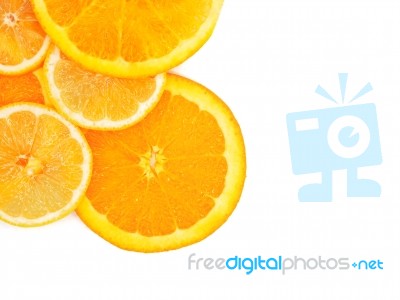 Fresh Orange And Lemon Slice On White Background Stock Photo