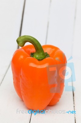 Fresh Orange Bell Pepper Stock Photo