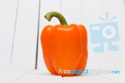 Fresh Orange Bell Pepper Stock Photo