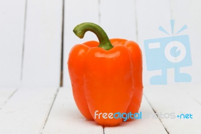 Fresh Orange Bell Pepper Stock Photo