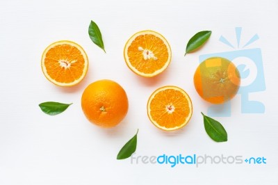 Fresh Orange Citrus Fruit Isolated On White Background Stock Photo